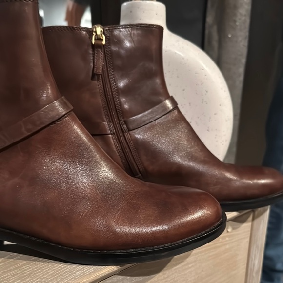 Ecco Brown Leather Ankle Boots with Buckle - Picture 4 of 11